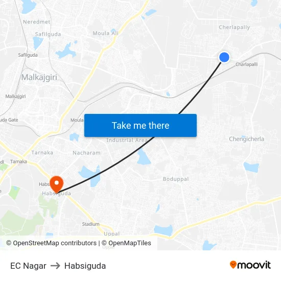 EC Nagar to Habsiguda map