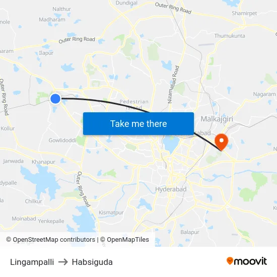 Lingampalli to Habsiguda map