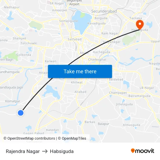 Rajendra Nagar to Habsiguda map