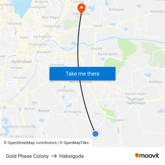 Gold Phase Colony to Habsiguda map