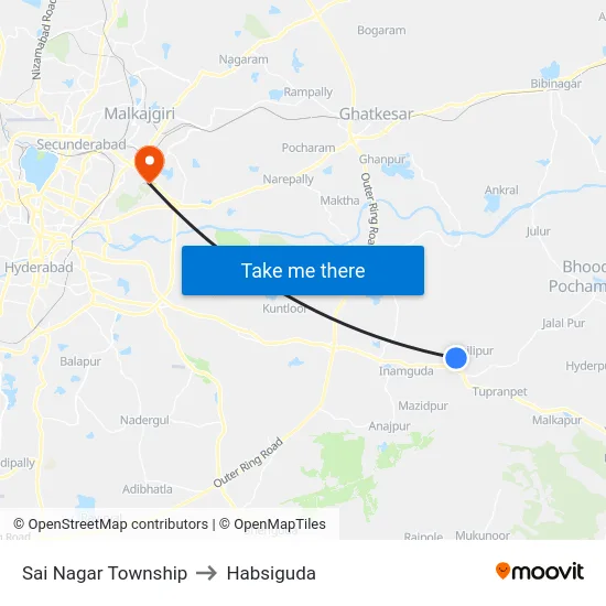 Sai Nagar Township to Habsiguda map