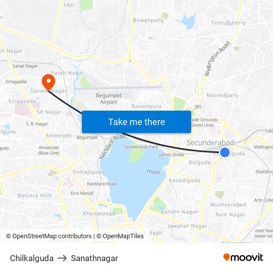 Chilkalguda to Sanathnagar map