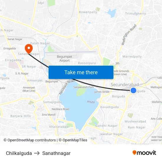 Chilkalguda to Sanathnagar map