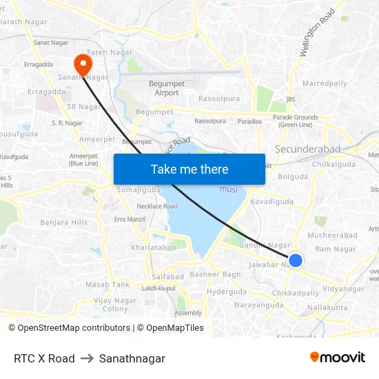 RTC X Road to Sanathnagar map