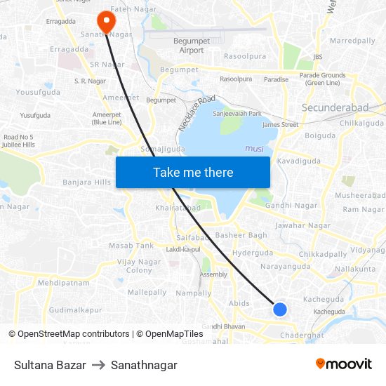 Sultana Bazar to Sanathnagar map