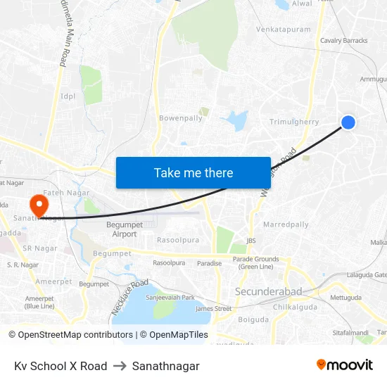 Kv School X Road to Sanathnagar map