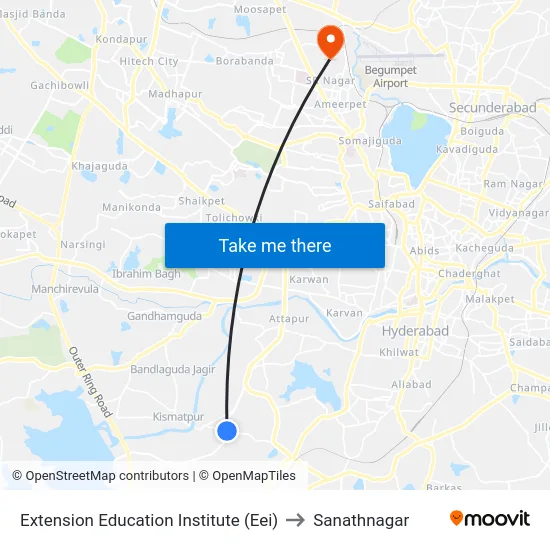 Extension Education Institute (Eei) to Sanathnagar map