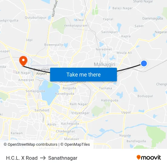 H.C.L. X Road to Sanathnagar map
