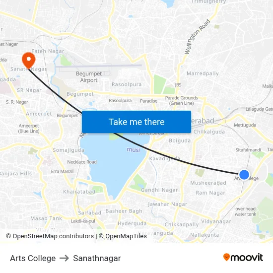 Arts College to Sanathnagar map
