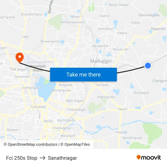 Fci 250s Stop to Sanathnagar map