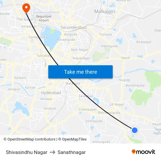 Shivasindhu Nagar to Sanathnagar map
