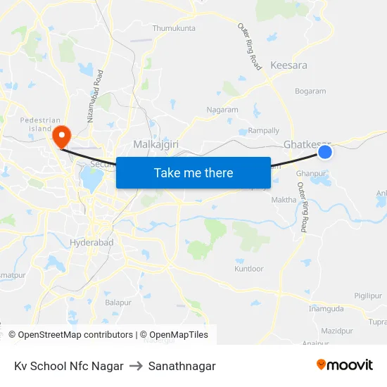 Kv School Nfc Nagar to Sanathnagar map