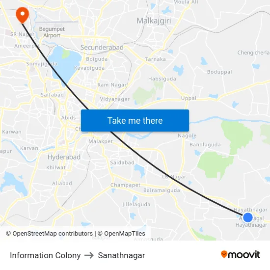 Information Colony to Sanathnagar map