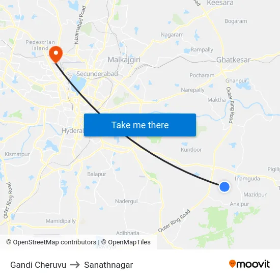 Gandi Cheruvu to Sanathnagar map