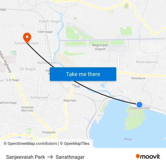 Sanjeevaiah Park to Sanathnagar map