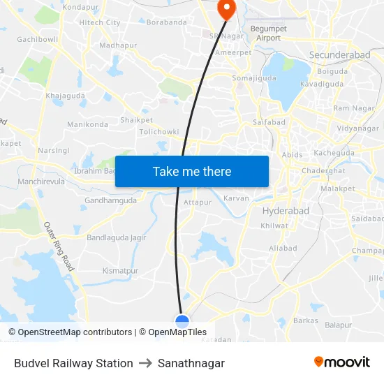 Budvel Railway Station to Sanathnagar map