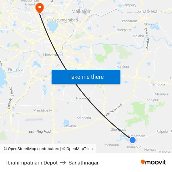 Ibrahimpatnam Depot to Sanathnagar map