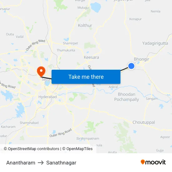 Anantharam to Sanathnagar map