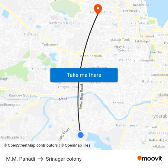 M.M. Pahadi to Srinagar colony map