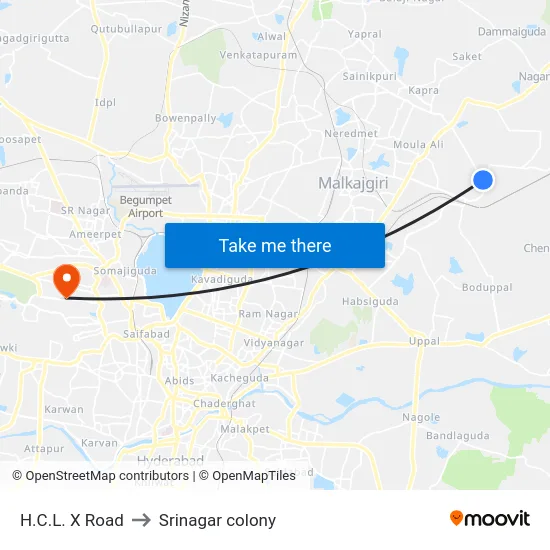H.C.L. X Road to Srinagar colony map