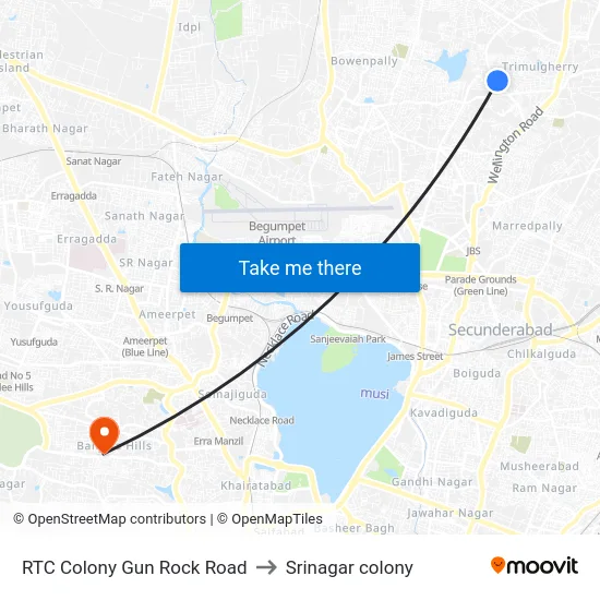RTC Colony Gun Rock Road to Srinagar colony map