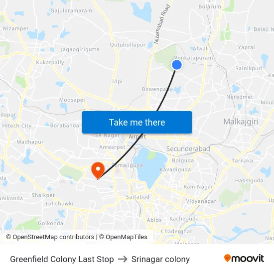 Greenfield Colony Last Stop to Srinagar colony map