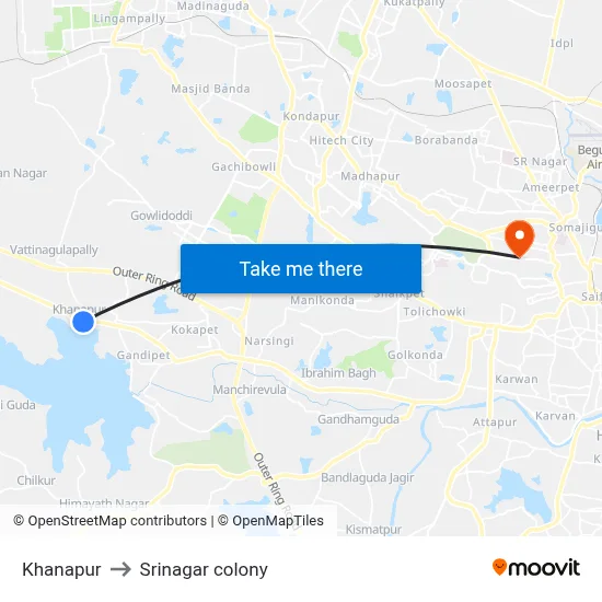 Khanapur to Srinagar colony map