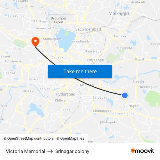 Victoria Memorial to Srinagar colony map