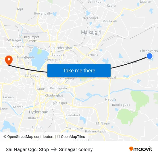 Sai Nagar Cgcl Stop to Srinagar colony map