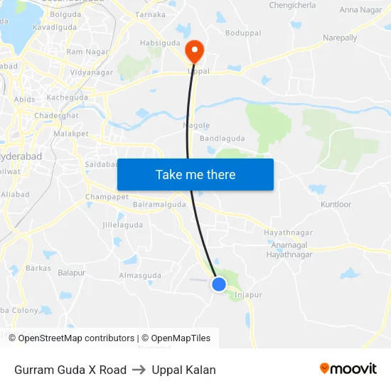 Gurram Guda X Road to Uppal Kalan map