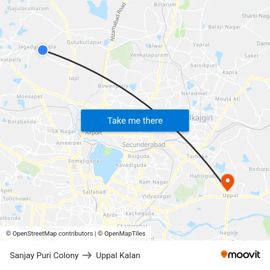 Sanjay Puri Colony to Uppal Kalan map