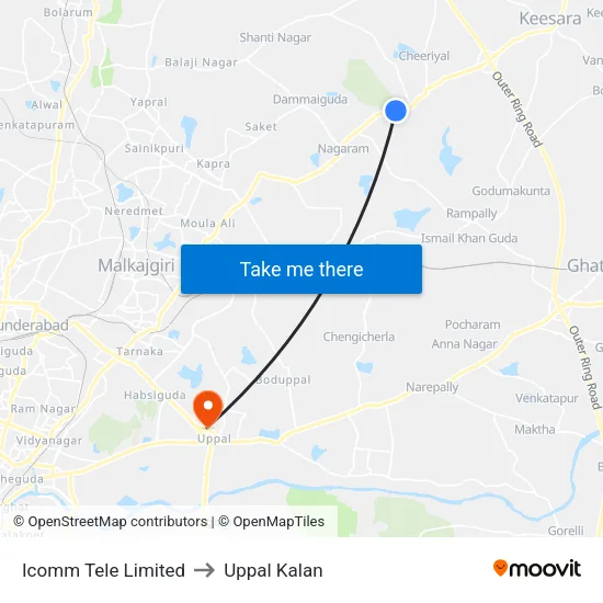 Icomm Tele Limited to Uppal Kalan map