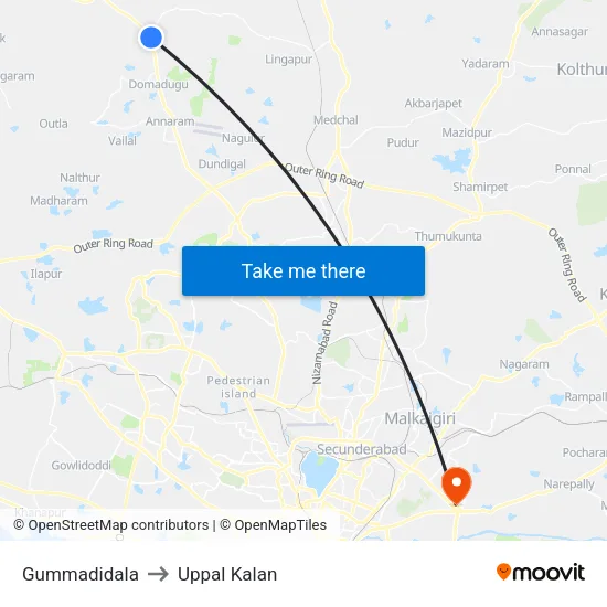 Gummadidala to Uppal Kalan map