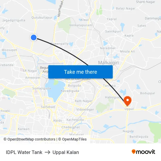 IDPL Water Tank to Uppal Kalan map