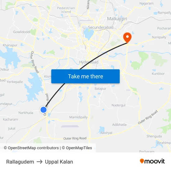 Rallagudem to Uppal Kalan map