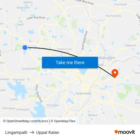 Lingampalli to Uppal Kalan map