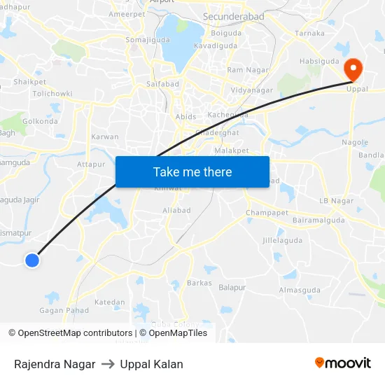 Rajendra Nagar to Uppal Kalan map