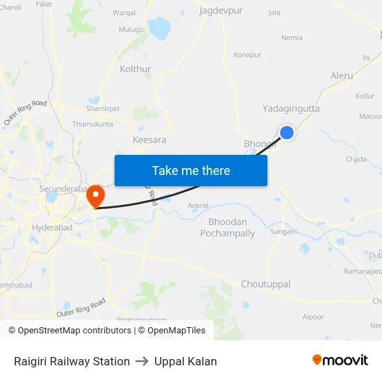 Raigiri Railway Station to Uppal Kalan map
