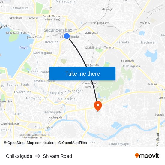 Chilkalguda to Shivam Road map