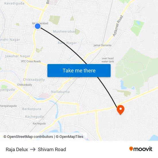 Raja Delux to Shivam Road map