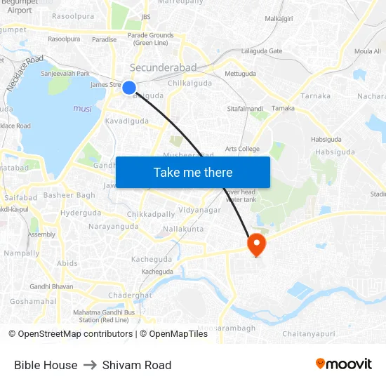 Bible House to Shivam Road map