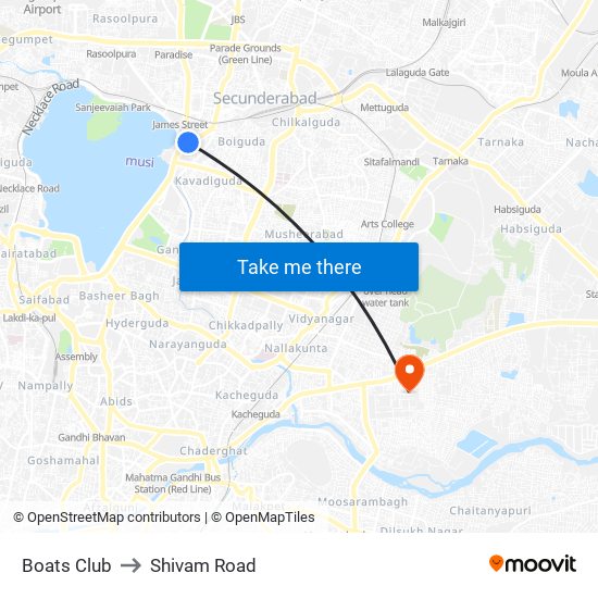 Boats Club to Shivam Road map