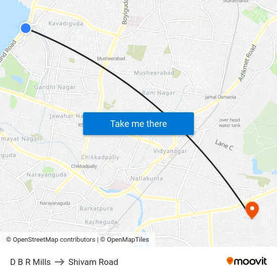 D B R Mills to Shivam Road map