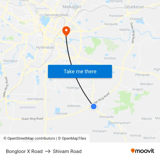 Bongloor X Road to Shivam Road map