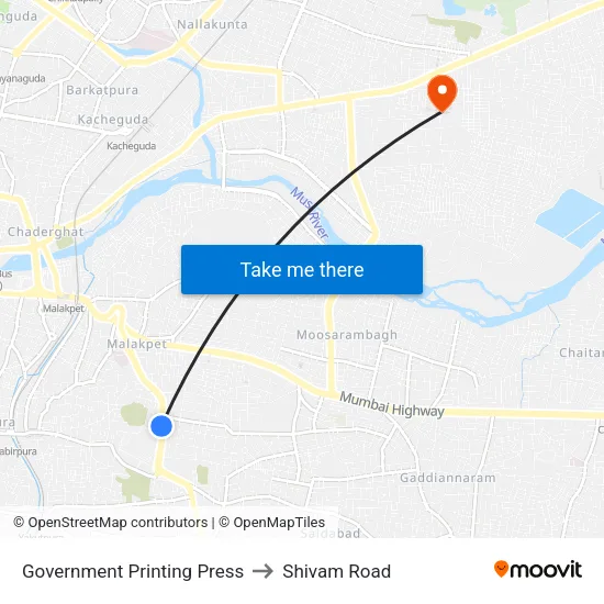 Government Printing Press to Shivam Road map
