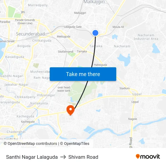 शांति नगर लालागुड़ा to शिवम रोड map