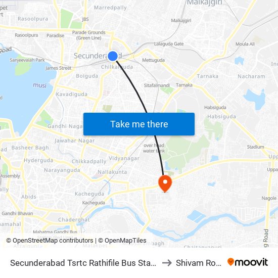 Secunderabad Tsrtc Rathifile Bus Station to Shivam Road map