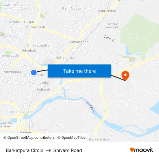 Barkatpura Circle to Shivam Road map