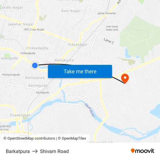 Barkatpura to Shivam Road map