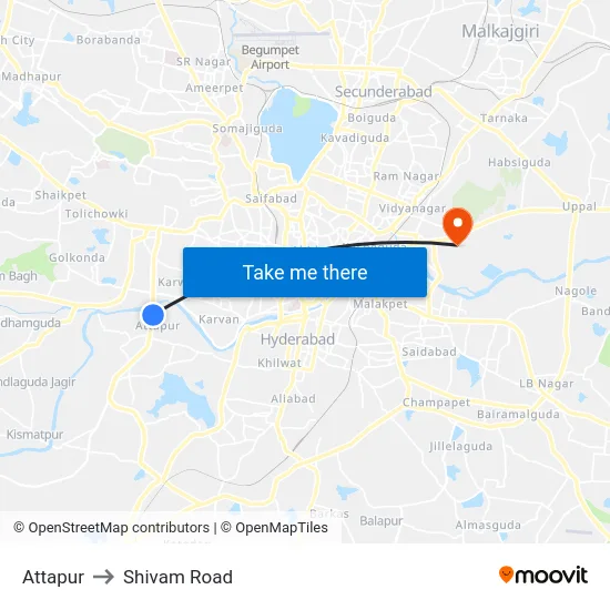 Attapur to Shivam Road map